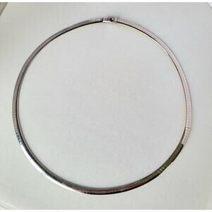 Sterling Omega 2-Tone Necklace Vintage 15g, 4mm, Blue Red Stones